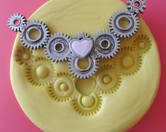 Heart Steampunk Gears Steampunk Mold Gothic Jewelry DIY Resin Clay Moulds Jewelry DIY Soap