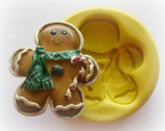 Gingerbread Man Mold Christmas Mould Resin Clay Christmas Cabochon Mold Fondant Wax Soap Miniature Jewelry Charms Flexible Molds