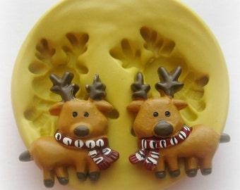 Reindeer Mold Mould Christmas Cabochon DIY Crafts Resin Clay Fondant Jewelry Charms Flexible Molds