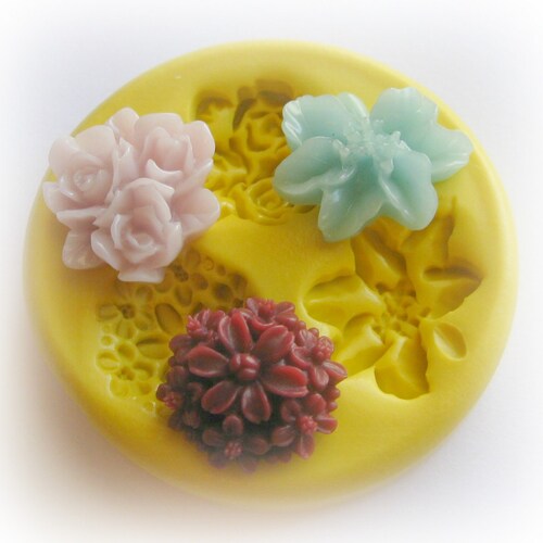 Flower Rose Lilly Daisy Polymer Clay Flowers Cabochon Mold Etsy