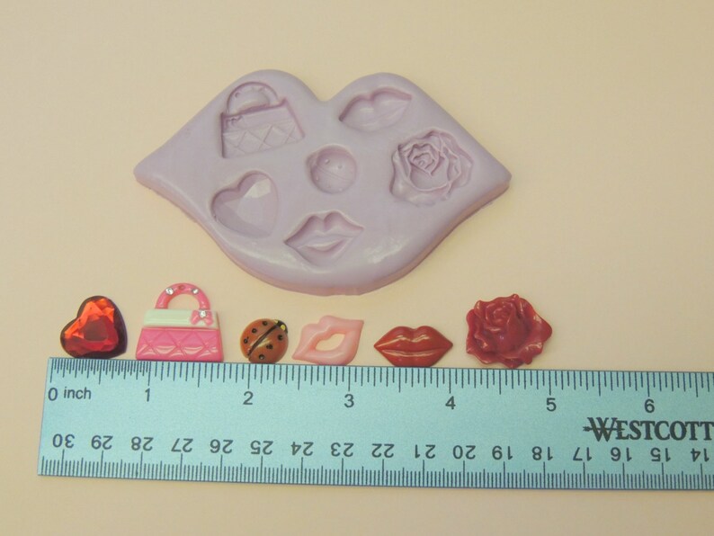 Silicone Purse Mold Lips Mold Heart Purse Ladybug Rose Silicone Molds Resin Polymer Clay Fondant Clay Molds Fondant Chocolate Molds