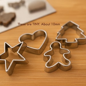 Miniature Christmas Cookie Cutters: Dollhouse Star, Heart, Tree and Gingerbread
