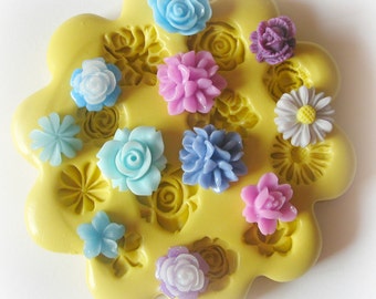 Daisy Rose TINY Flower Mold For Clay Resin Fondant Silicone Mold