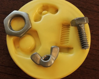 Nuts and Bolts Silicone Mold Fondant Tool Mold Silicone Wing Nut Mold Resin Polymer Clay Soap Embed Molds