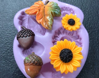 Silicone Leaf Mold, Leaves, Leaf Silicone Molds, Acorn, Autumn, Polymer Clay, Resin Mould,  Fondant Chocolate Wax Soap Embed