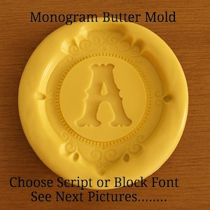 Monogram Butter Molds Silicone Butter Mold Script Letter Monogrammed Cheese Fondant Baking Mold