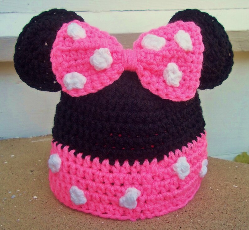 Minnie Mouse Crochet Hat in Choice of 5 Sizes Etsy
