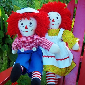 raggedy ann and raggedy andy doll measuring 20 inches image 1