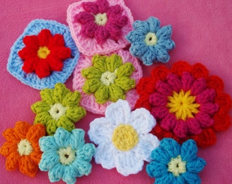 pattern for crochet flowers and granny square with flower