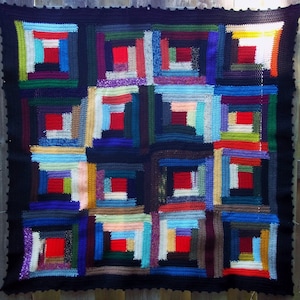 Log Cabin Crochet Throw