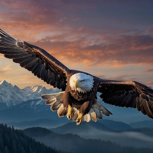 Majestic Eagle in Flight | Mountain Landscape Animal Print