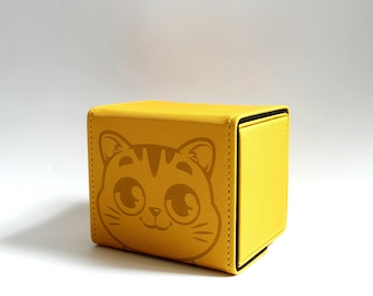 Caja de cartas Kawaii Yellow Cat, estuche para guardar TCG