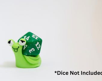 Snail Dice Holder D20 Buddy Green Dice Stand for Tabletop RPG Quirky Gamer Gift & Accessory