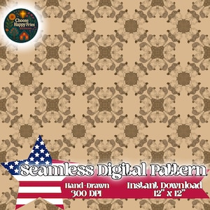 Presidential Pop Kaleidoscope Hand-Drawn Seamless Digital Trump Pattern, 45th and 47th President Brown on Brown Digital Pattern Instant DL