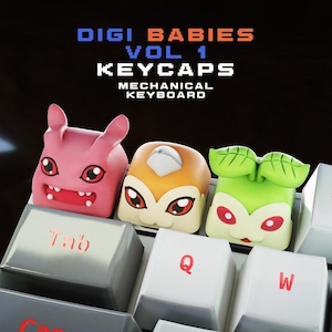 Digital Monster Baby Keycaps: 3D Print STL Files - Vol I