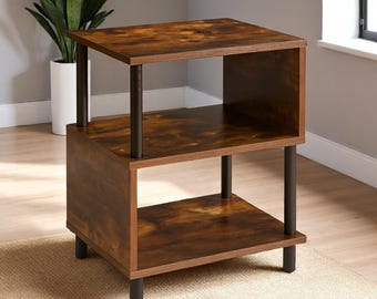 Minimalist Nightstand Small Bedside Table with Open Storage