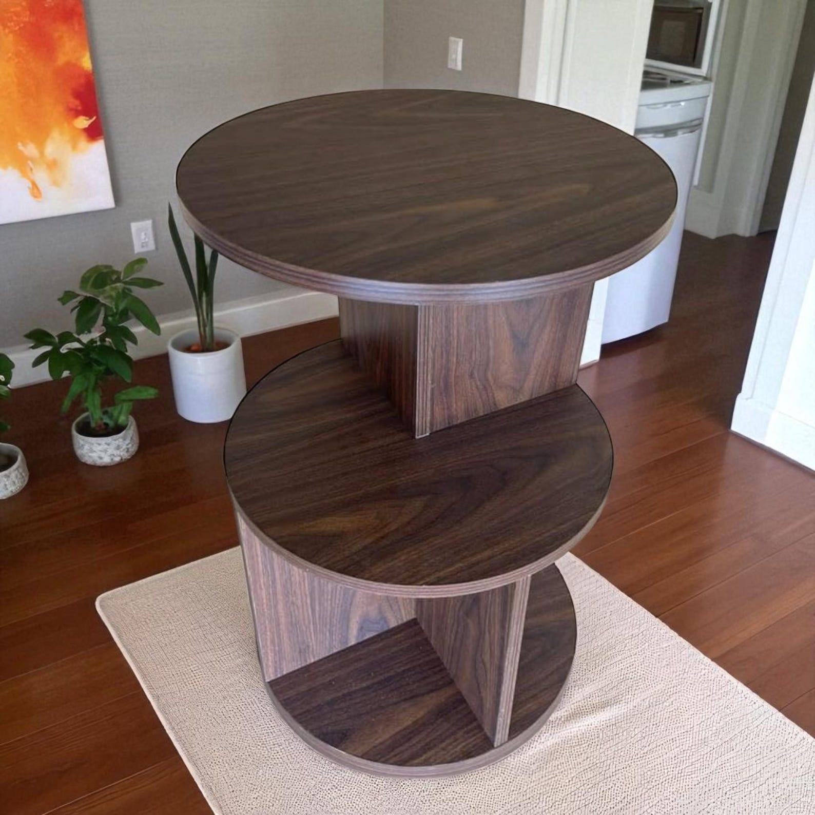 Rotating Modern Table Modern Rotating Round Side Table for Living Room & Bedroom – Mid ...
