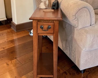 Solid Wood End Table, Solid Wood, 1 Storage Drawer, Bottom Display Shelf