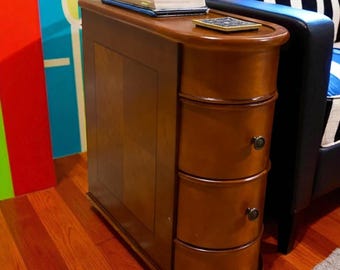 Solid Wood End Table, 3-Drawer Narrow Side Table, No Assembly
