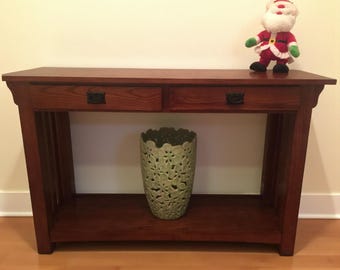 Solid Wood Entryway Console Table with Storage Drawer & Bottom Shelf – Narrow Depth Entryway Table