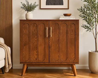 Small Sideboard Buffet,Mid Century Modern Storage Cabinet with Doors