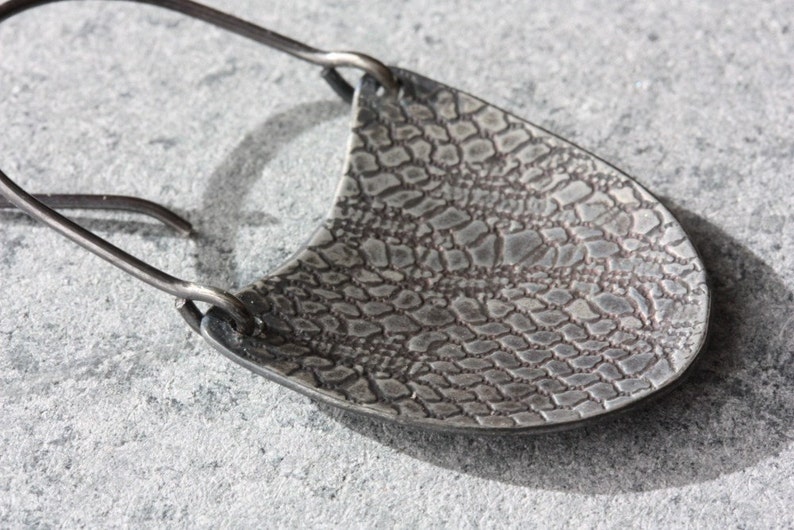 EARRINGS Edgy Silver Dangles Lace Texture Earrings Etsy