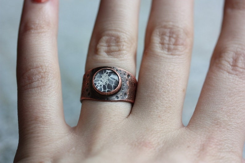 RING She's Complicated Copper and Lace Statement Ring Made to Order image 5