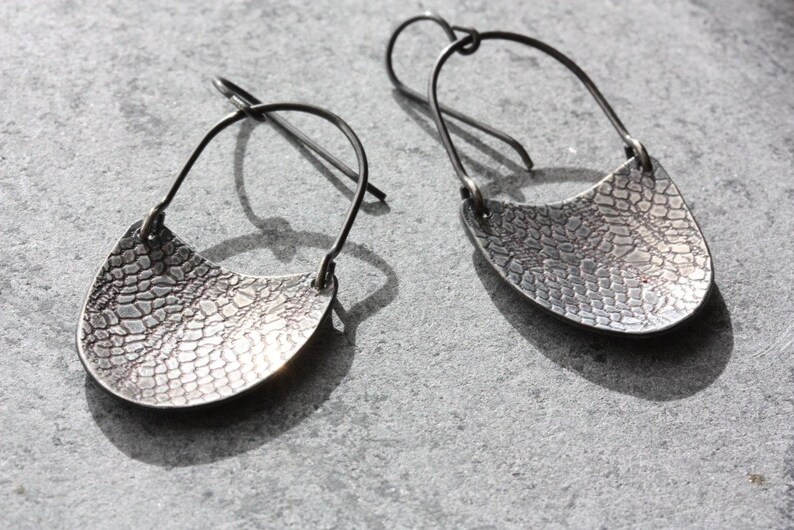 EARRINGS Edgy Silver Dangles Lace Texture Earrings Etsy