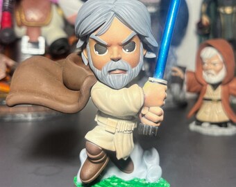 Old Luke Skywalker Chibi Figure | Hand-Painted Resin Fan Art | Jedi Master Miniature | Star Wars Inspired Collectible Toy