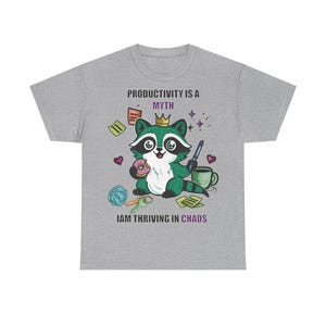 ADHD Oversized Raccoon T-Shirt – Funny Neurodivergent Tee – Unisex Organic Cotton Gremlincore Shirt – TDAH Graphic Streetwear image 3