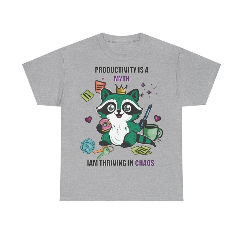 ADHD Oversized Raccoon T-Shirt – Funny Neurodivergent Tee – Unisex Organic Cotton Gremlincore Shirt – TDAH Graphic Streetwear image 3