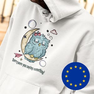 Bluza z kapturem ADHD Sowa, Przepraszam, czy powiedziałeś coś, Bluza z kapturem unisex, Zabawna bluza ze zwierzęciem, Sarkastyczna graficzna bluza z kapturem, ADHD