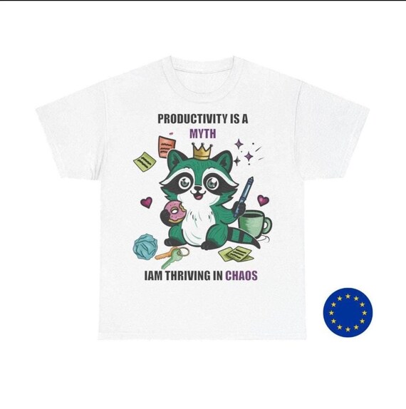 ADHD Oversized Raccoon T-Shirt – Funny Neurodivergent Tee – Unisex Organic Cotton Gremlincore Shirt – TDAH Graphic Streetwear
