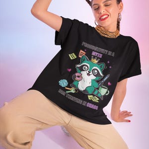 ADHD Oversized Raccoon T-Shirt – Funny Neurodivergent Tee – Unisex Organic Cotton Gremlincore Shirt – TDAH Graphic Streetwear image 7