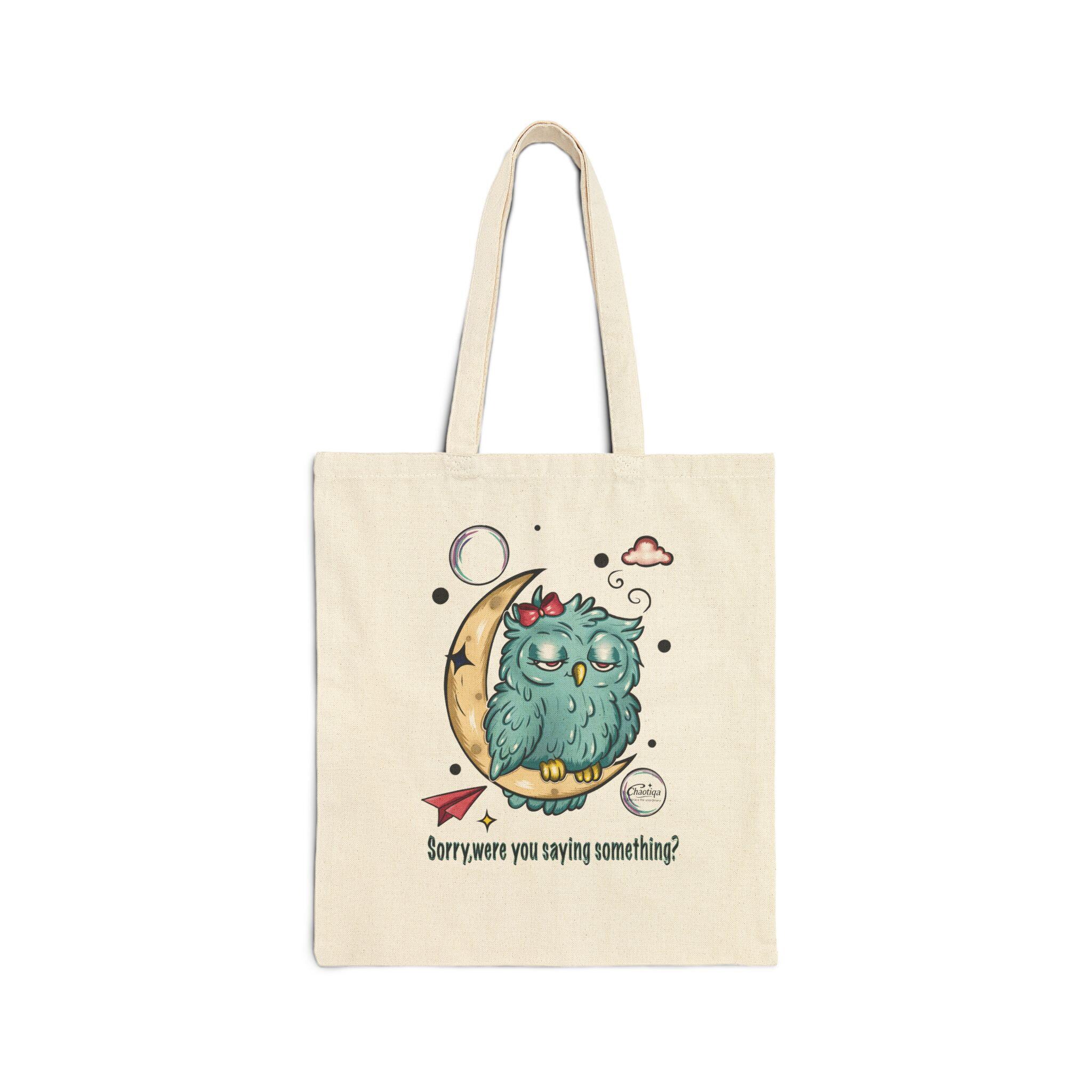 Cute ADHD Owl Quote Cotton Canvas Tote Bag for Animal Lovers, Perfect for Gift, Eco-Friendly Shoppin
