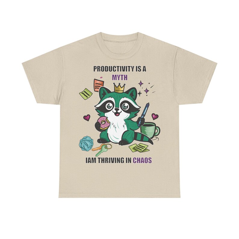 ADHD Oversized Raccoon T-Shirt – Funny Neurodivergent Tee – Unisex Organic Cotton Gremlincore Shirt – TDAH Graphic Streetwear image 2
