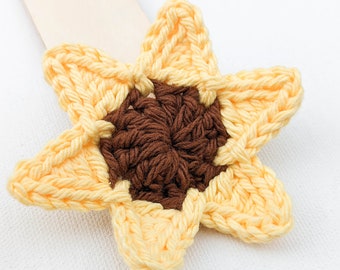 Wooden Bookmark with Crochet Sunflower