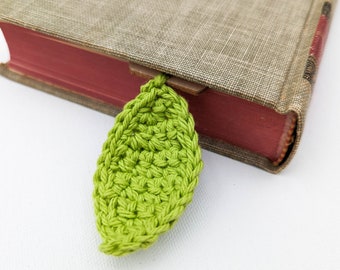 Wooden Bookmark with Crochet Leaf