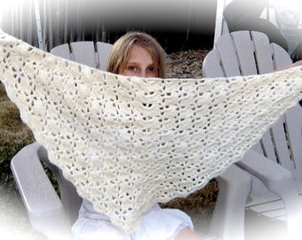Lace Shawl, Lacy Shawl, Off White Shawl, Crochet Shawl, Ladies Shawl, Wedding Shawl, Handmade Shawl, Acrylic Yarn, Any Color