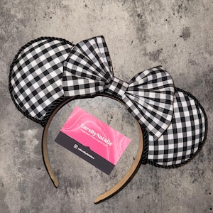 Schwarz Gingham Mickey/Minnie Disney inspiriert Ohren