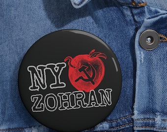 New York RED Apple Politisches Meme Anti-Kommunistisch Zoohran Mamdami Benutzerdefinierte Pin Buttons Originales handgemachtes Kunstdesign