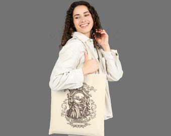 King Solomon Shir HaShirim (Song of Songs) Cotton Canvas Tote Bag 1800's Inspired Hand Drawn Original  Design Chateau Core French /Hebrew