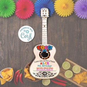 Disney Coco Geburtstagseinladung – Party einladen – Kinder Geburtstagskarte – Sofortiger Download – Mexikanische Fiesta