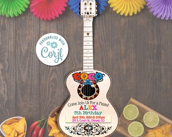Disney Coco Birthday Invitation – Printable Party Invite – Kids Birthday Card – Instant Download – Mexican Fiesta Theme