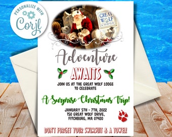 Tolle Wolflodge Geburtstagseinladung | Wasserpark-Party einladen | Bearbeitbar Kinder Party Printable | Sofort Download