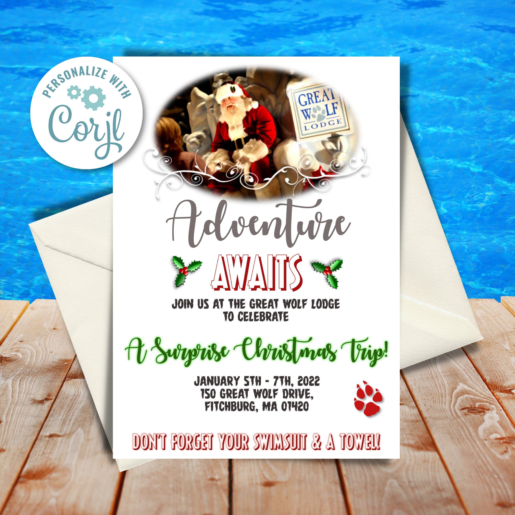 Editable Great Wolf Lodge Invitation, Great Wolf Lodge Swim, Water Park ...