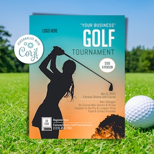 Golf Tournament Flyer – Printable & Editable Event Flyer for Fundraisers, Corporate Outings and Charity Golf Events – Instant Download