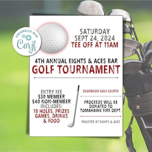 Golf Tournament Flyer – Printable & Editable Event Flyer for Fundraisers, Corporate Outings and Charity Golf Events – Instant Download