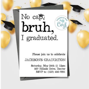 Aucune invitation de remise des diplômes | Faire-part de fin d'études modifiable | Graduation drôle à imprimer | Modèle de fête pour un lycée ou un collège