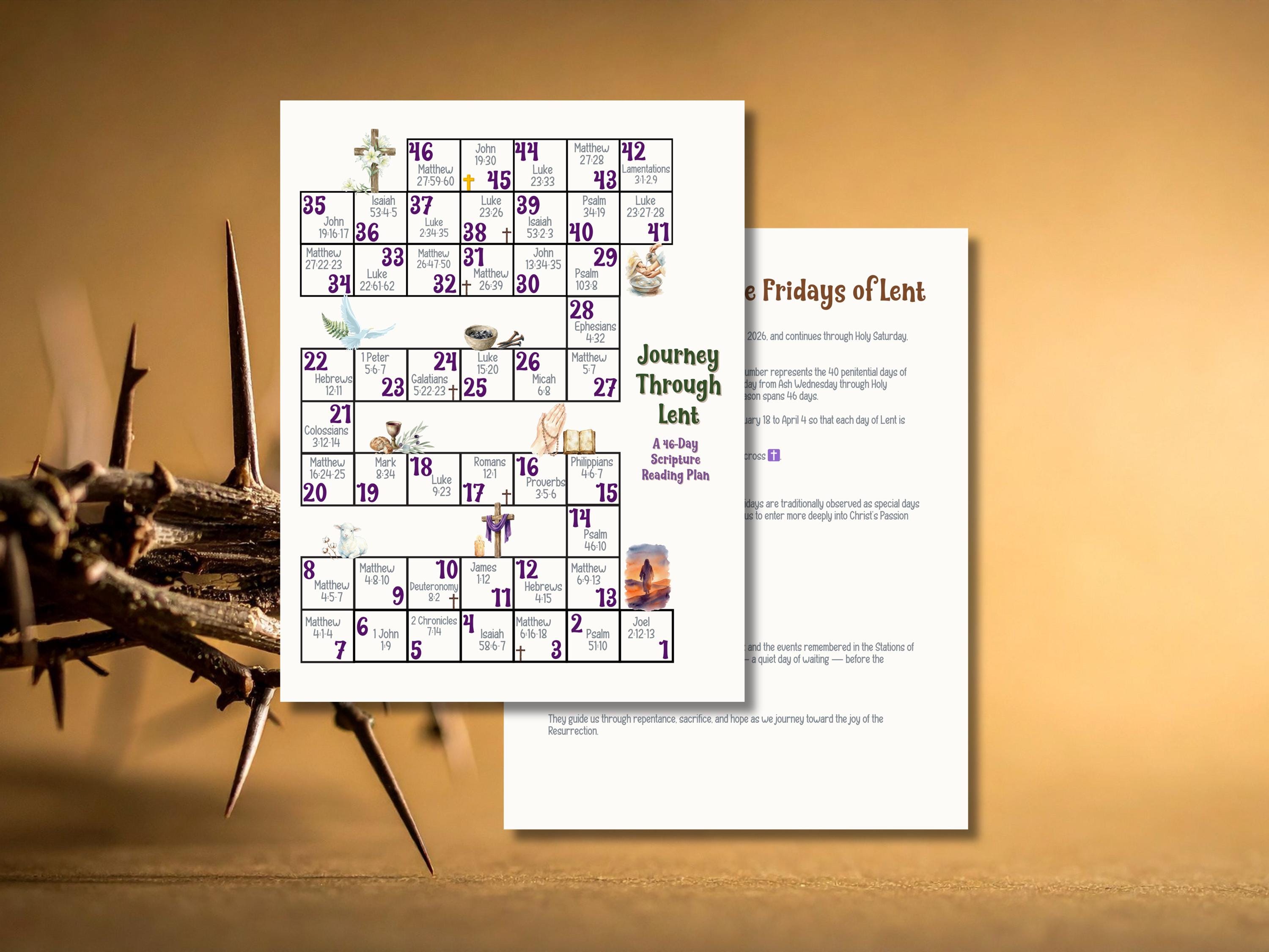 2026 Lent Calendar Printable | Lenten Scripture Calendar | Ash ...